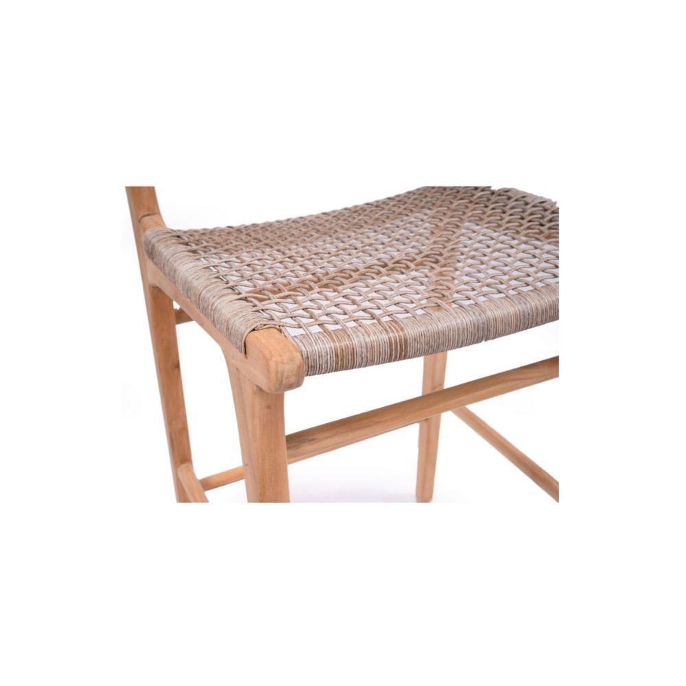 Bar Stools - Mahlia Kitchen Stool Wooden Cord Washed Grey 65cm