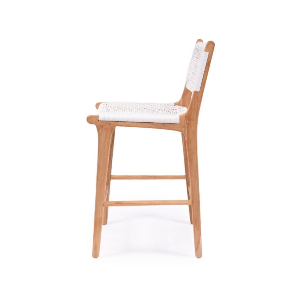 Bar Stools - Mahlia Kitchen Stool Wooden Cord White 65cm