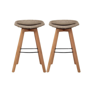 Bar Stools - Mahlia Outdoor Bar Stool Backless (Set Of 2) Mushroom 66cm