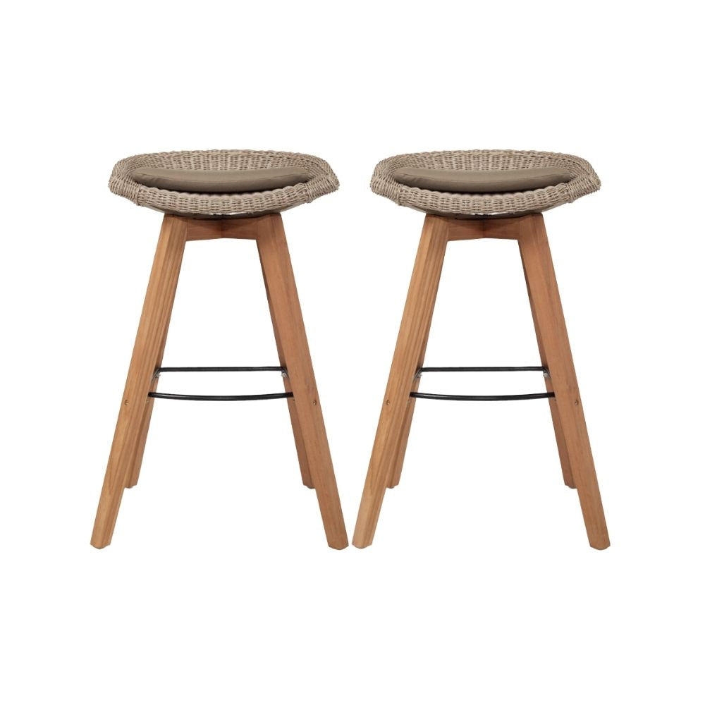 Bar Stools - Mahlia Outdoor Bar Stool Backless (Set Of 2) Mushroom 66cm