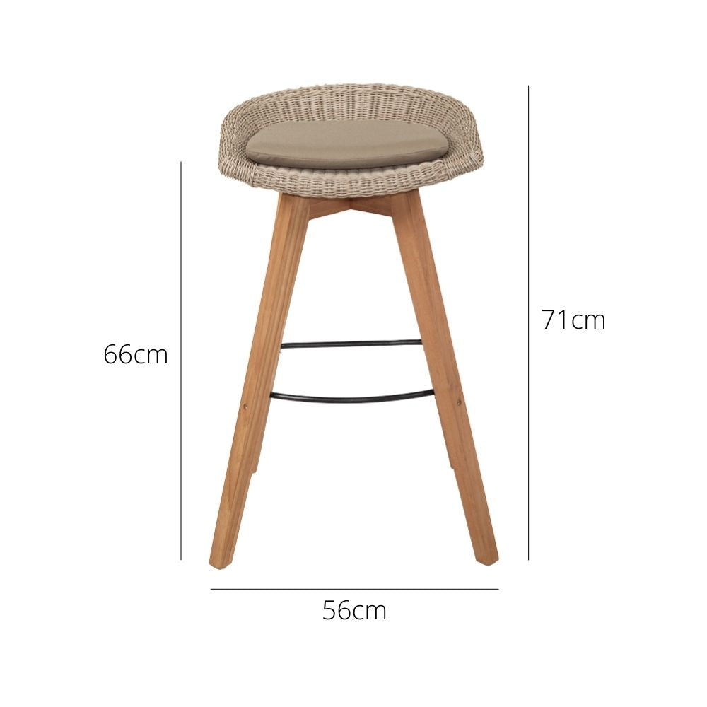 Bar Stools - Mahlia Outdoor Bar Stool Backless (Set Of 2) Mushroom 66cm