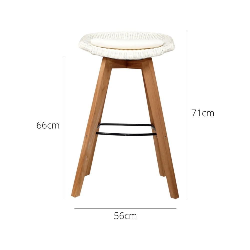 Bar Stools - Mahlia Outdoor Bar Stool Backless (Set Of 2) White 66cm