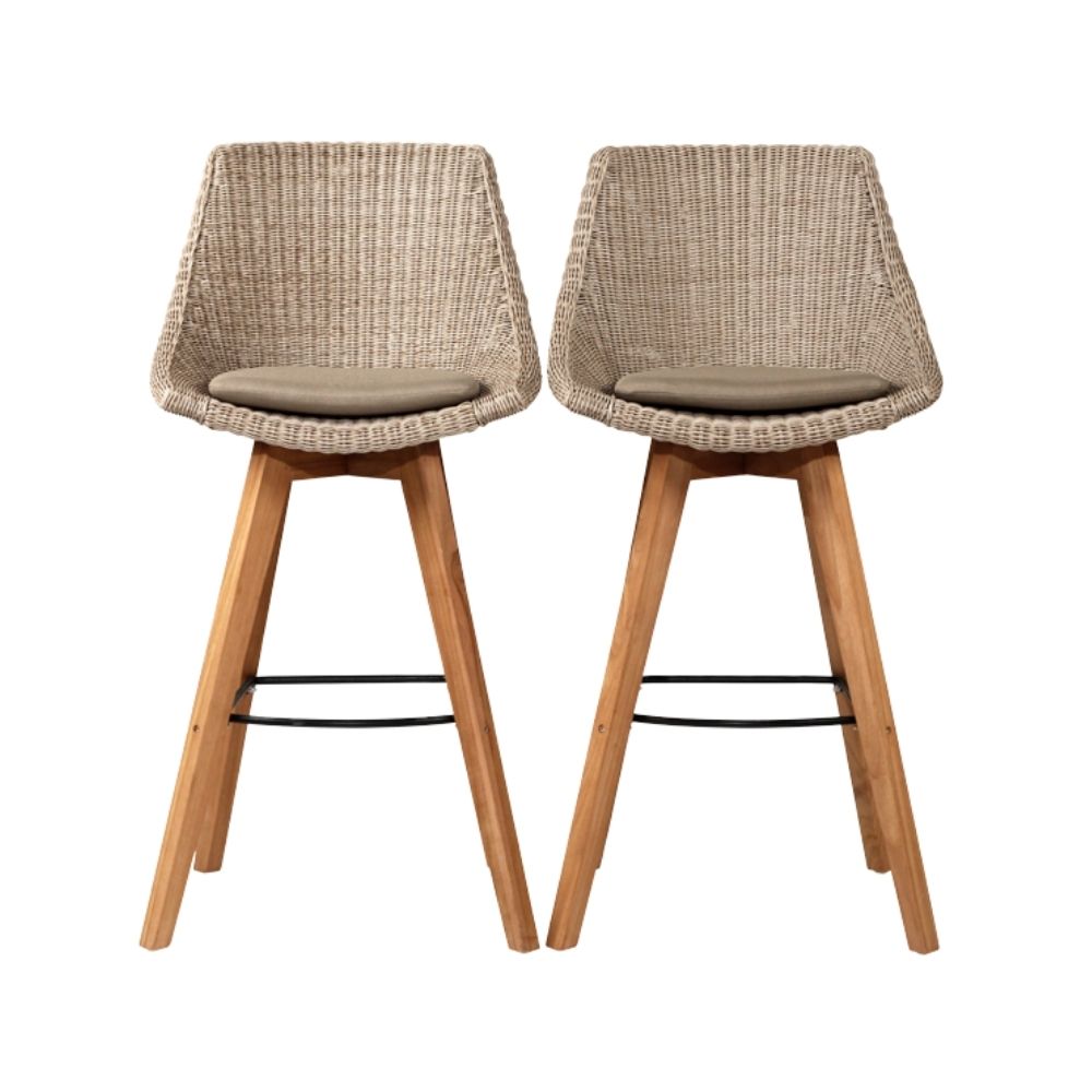 Bar Stools - Mahlia Outdoor Bar Stool (Set Of 2) Mushroom 66cm