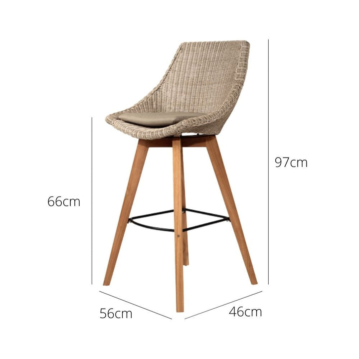 Bar Stools - Mahlia Outdoor Bar Stool (Set Of 2) Mushroom 66cm