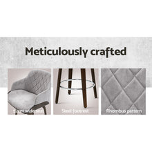Load image into Gallery viewer, Bar Stools - Maisy Velvet Fabric Bar Stool Wooden Swivel Grey 70cm