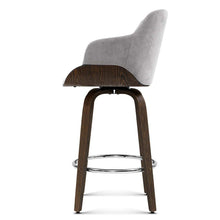 Load image into Gallery viewer, Bar Stools - Maisy Velvet Fabric Wooden Swivel Kitchen Bar Stool Grey 70cm