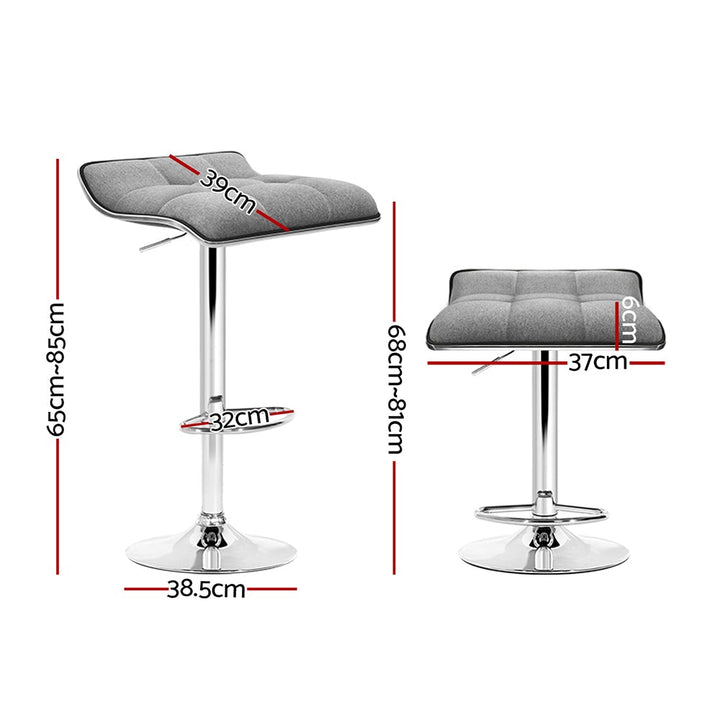 Bar Stools - Mia Fabric Bar Stool Backless (Set Of 2) Grey