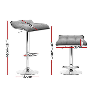 Bar Stools - Mia Fabric Bar Stool Backless (Set Of 2) Grey