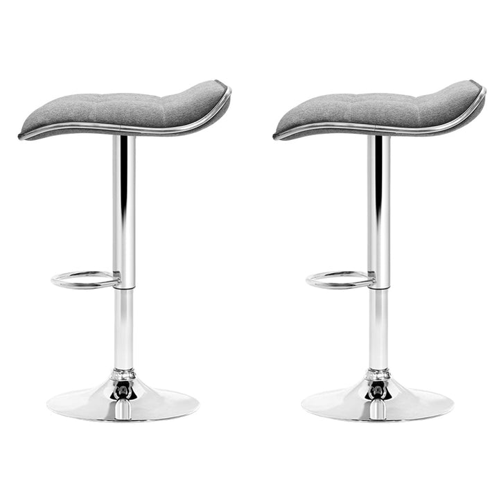 Bar Stools - Mia Fabric Bar Stool Backless (Set Of 2) Grey