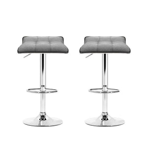 Bar Stools - Mia Set Of 2 Fabric Gas Lift Swivel Kitchen Bar Stool Grey