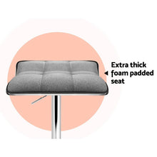 Load image into Gallery viewer, Bar Stools - Mia Set Of 2 Fabric Gas Lift Swivel Kitchen Bar Stool Grey