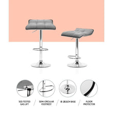 Load image into Gallery viewer, Bar Stools - Mia Set Of 2 Fabric Gas Lift Swivel Kitchen Bar Stool Grey