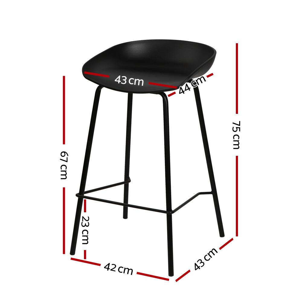 Bar Stools - Michael Set Of 2 Steel Kitchen Bar Stool Black 67cm