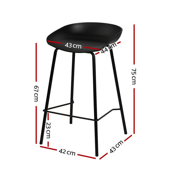 Bar Stools - Michael Set Of 2 Steel Kitchen Bar Stool Black 67cm