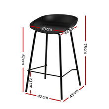 Load image into Gallery viewer, Bar Stools - Michael Set Of 2 Steel Kitchen Bar Stool Black 67cm