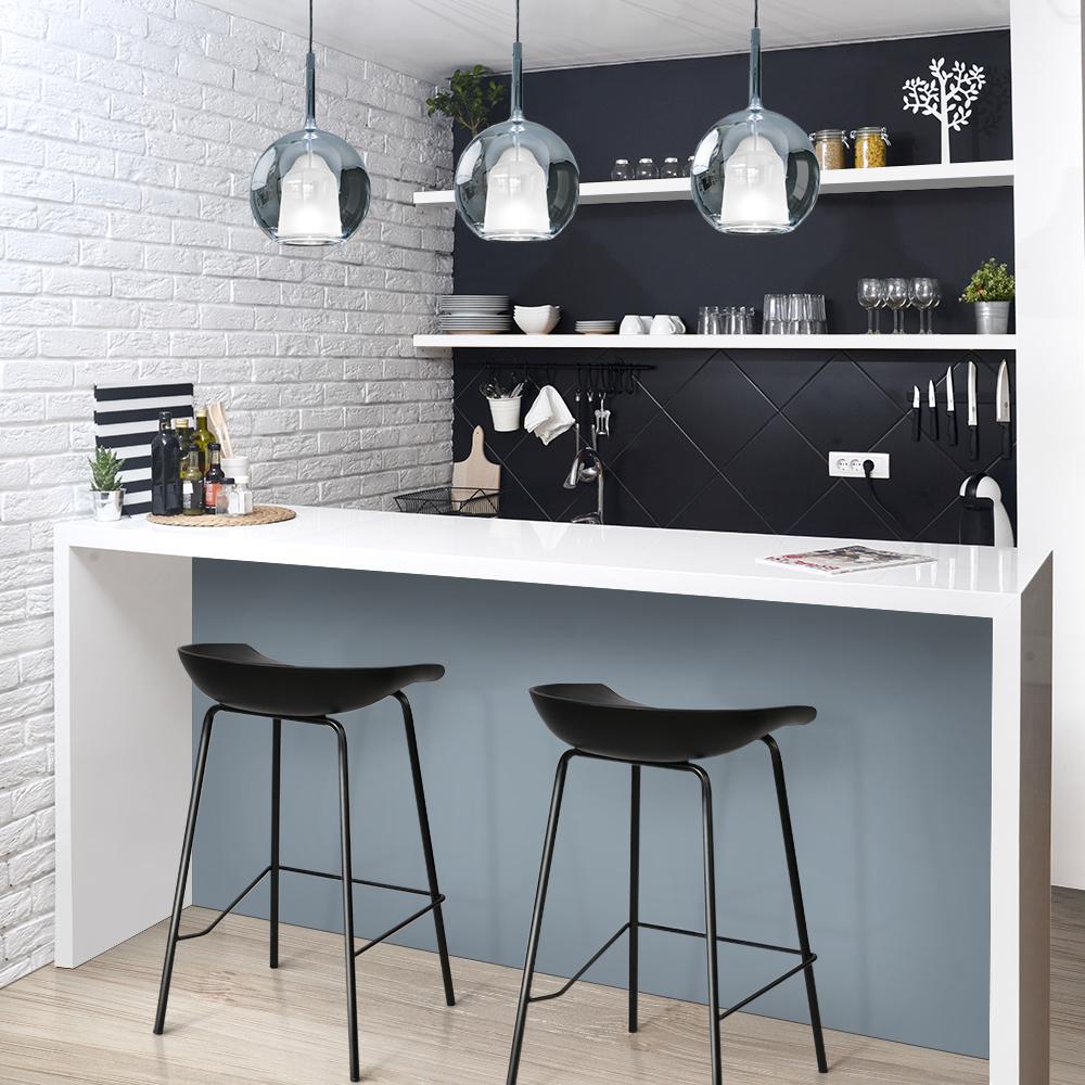 Bar Stools - Michael Set Of 2 Steel Kitchen Bar Stool Black 67cm