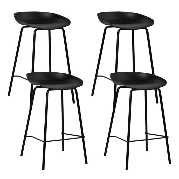 Bar Stools - Michael Set Of 4 Steel Kitchen Bar Stool Black 67cm