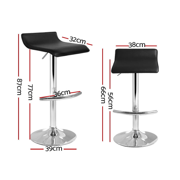 Bar Stools - Michelle Leather Bar Stool Swivel Backless (Set Of 2) Black