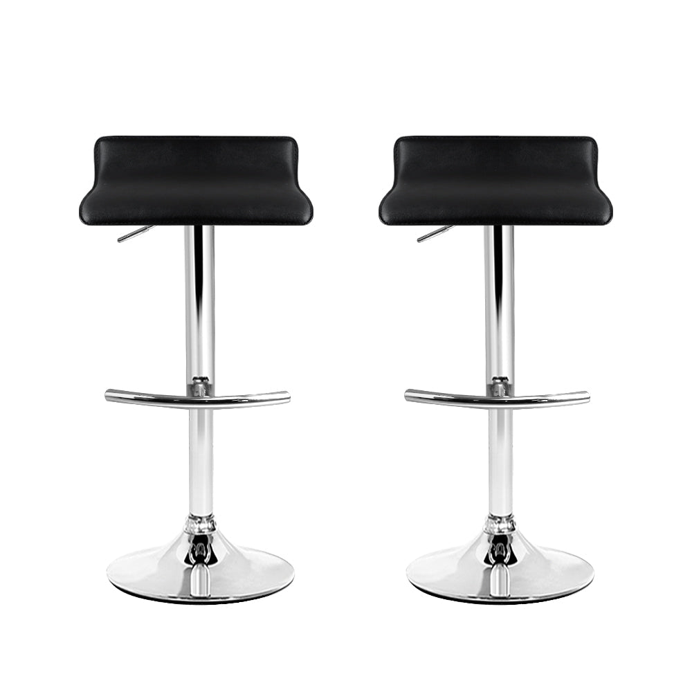 Bar Stools - Michelle Leather Bar Stool Swivel Backless (Set Of 2) Black