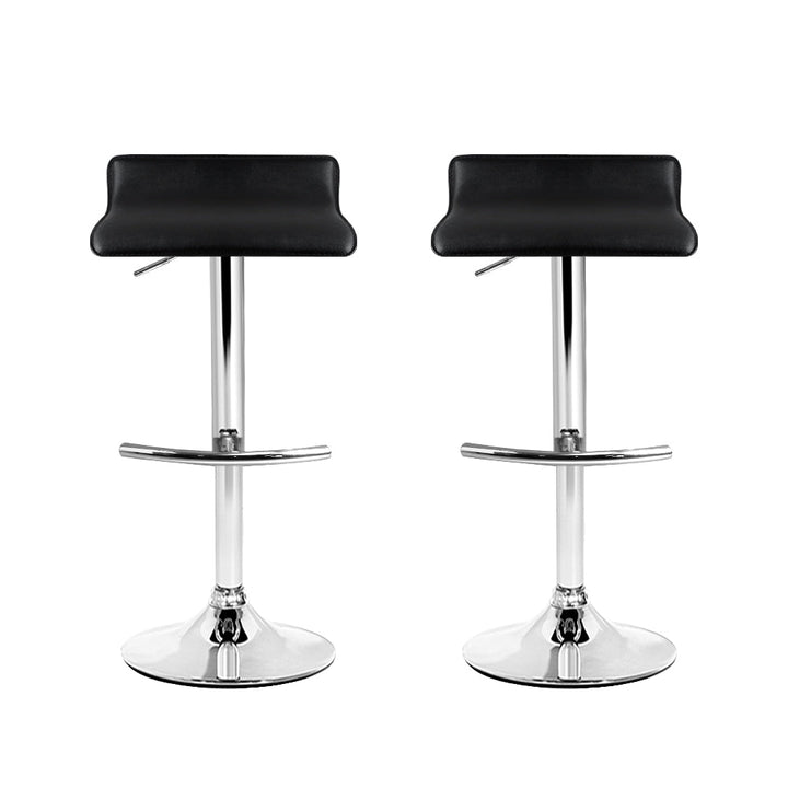 Bar Stools - Michelle Leather Bar Stool Swivel Backless (Set Of 2) Black