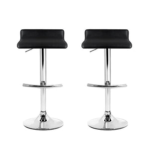 Bar Stools - Michelle Leather Bar Stool Swivel Backless (Set Of 2) Black