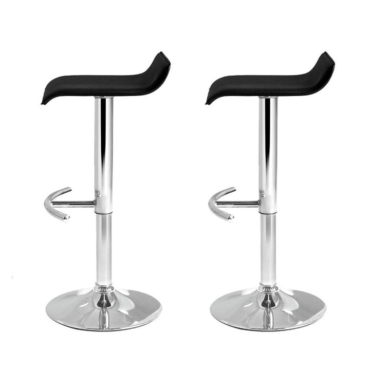Bar Stools - Michelle Leather Bar Stool Swivel Backless (Set Of 2) Black