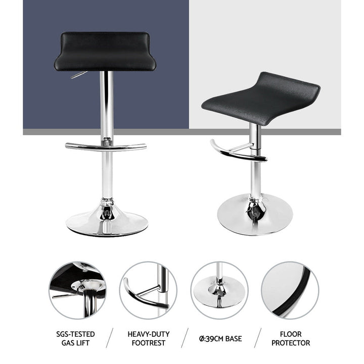 Bar Stools - Michelle Leather Bar Stool Swivel Backless (Set Of 2) Black