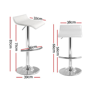 Bar Stools - Michelle Leather Bar Stool Swivel Backless (Set Of 2) White