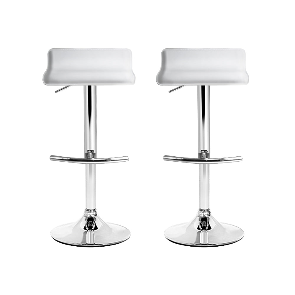 Bar Stools - Michelle Leather Bar Stool Swivel Backless (Set Of 2) White
