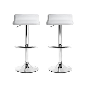 Bar Stools - Michelle Leather Bar Stool Swivel Backless (Set Of 2) White