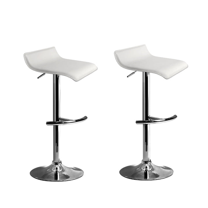 Bar Stools - Michelle Leather Bar Stool Swivel Backless (Set Of 2) White
