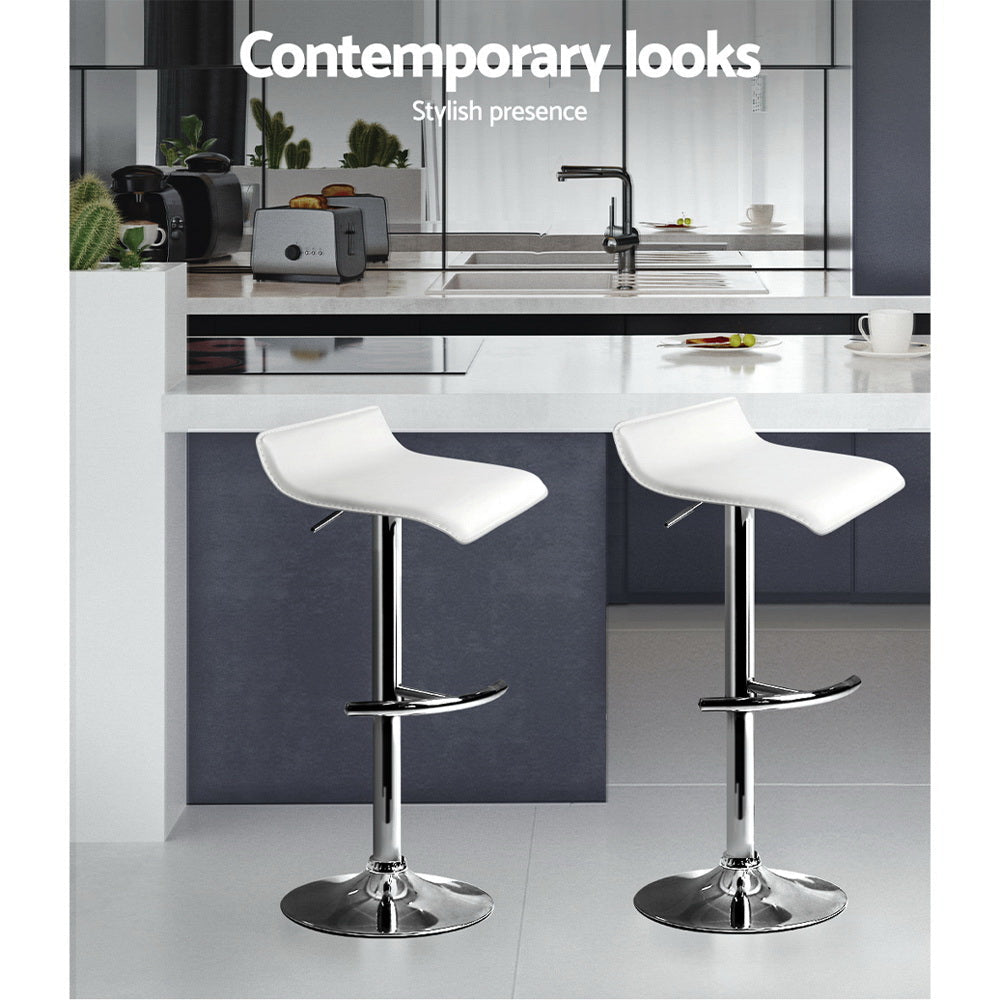Bar Stools - Michelle Leather Bar Stool Swivel Backless (Set Of 2) White