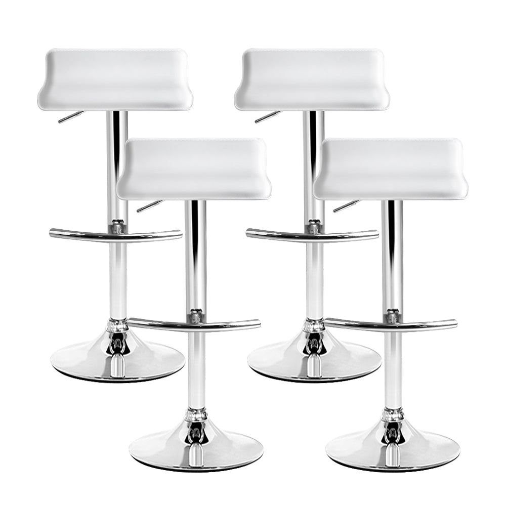 Bar Stools - Michelle Leather Bar Stool Swivel Backless (Set Of 4) White