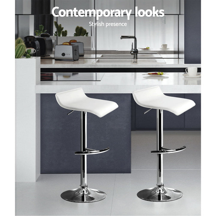 Bar Stools - Michelle Leather Bar Stool Swivel Backless (Set Of 4) White