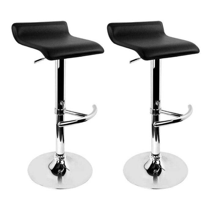 Bar Stools - Michelle Set Of 2 Leather Gas Lift Swivel Kitchen Bar Stool Black