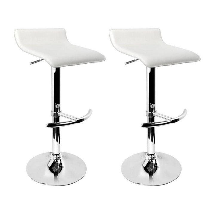 Bar Stools - Michelle Set Of 2 Leather Gas Lift Swivel Kitchen Bar Stool White