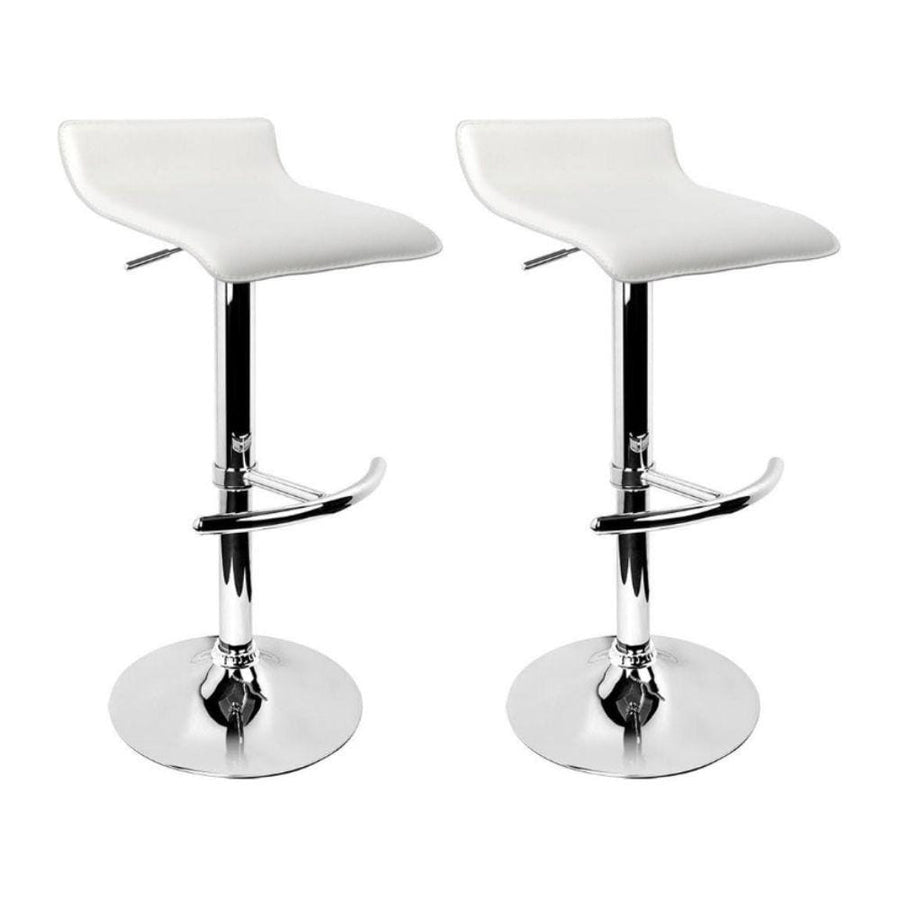 Bar Stools - Michelle Set Of 2 Leather Gas Lift Swivel Kitchen Bar Stool White