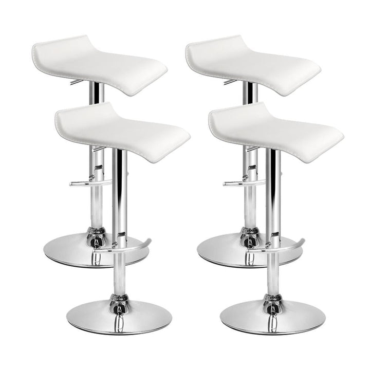 Bar Stools - Michelle Set Of 4 Leather Gas Lift Swivel Kitchen Bar Stool White