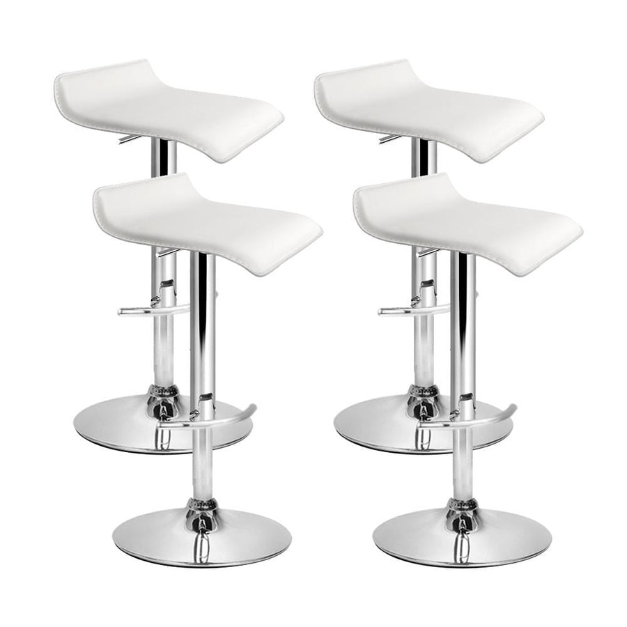 Bar Stools - Michelle Set Of 4 Leather Gas Lift Swivel Kitchen Bar Stool White