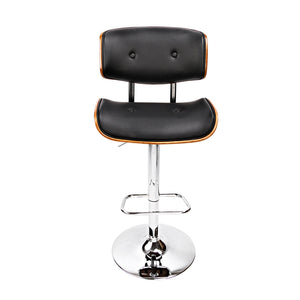 Bar Stools - Morgan Leather Bar Stool Wooden Swivel Black