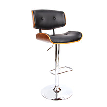 Load image into Gallery viewer, Bar Stools - Morgan Leather Bar Stool Wooden Swivel Black