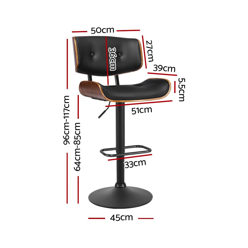 Bar Stools - Morgan Leather Bar Stool Wooden Swivel Black Frame