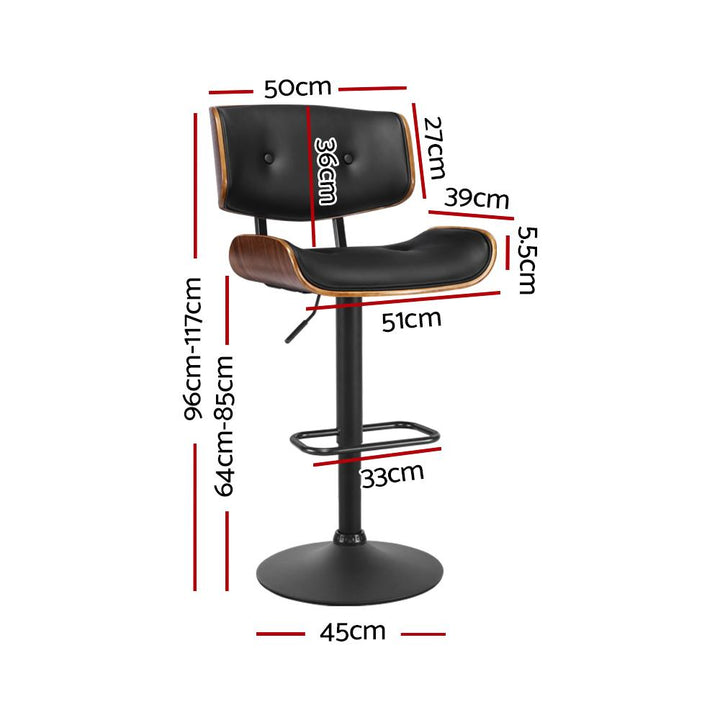 Bar Stools - Morgan Leather Bar Stool Wooden Swivel Black Frame