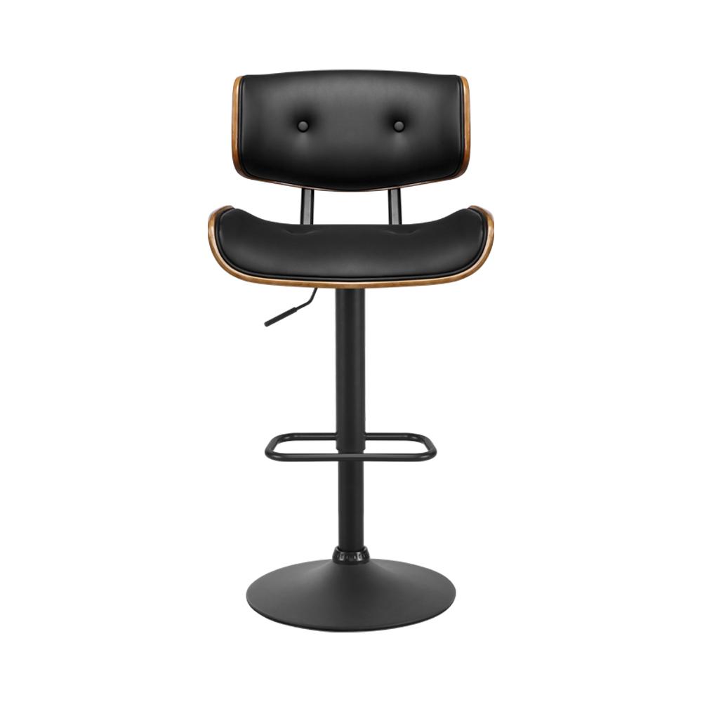 Bar Stools - Morgan Leather Bar Stool Wooden Swivel Black Frame