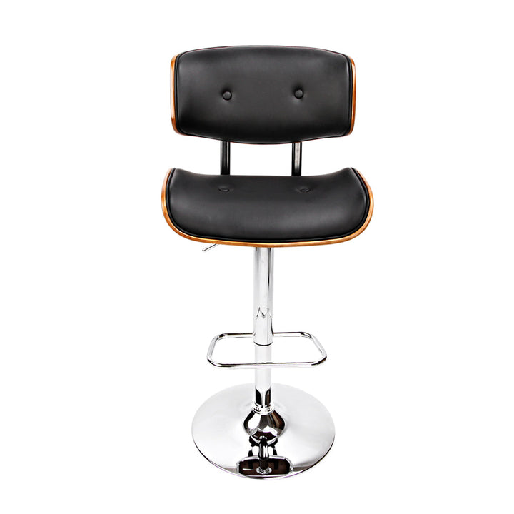 Bar Stools - Morgan Leather Bar Stool Wooden Swivel (Set Of 2) Black
