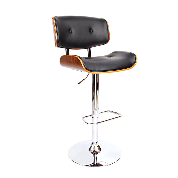 Bar Stools - Morgan Leather Bar Stool Wooden Swivel (Set Of 2) Black