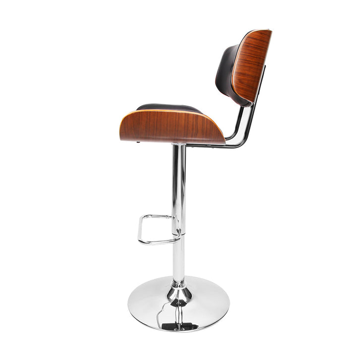 Bar Stools - Morgan Leather Bar Stool Wooden Swivel (Set Of 2) Black