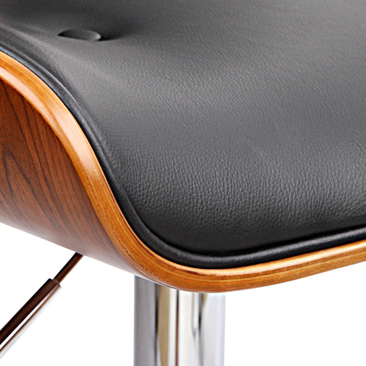 Bar Stools - Morgan Leather Bar Stool Wooden Swivel (Set Of 2) Black