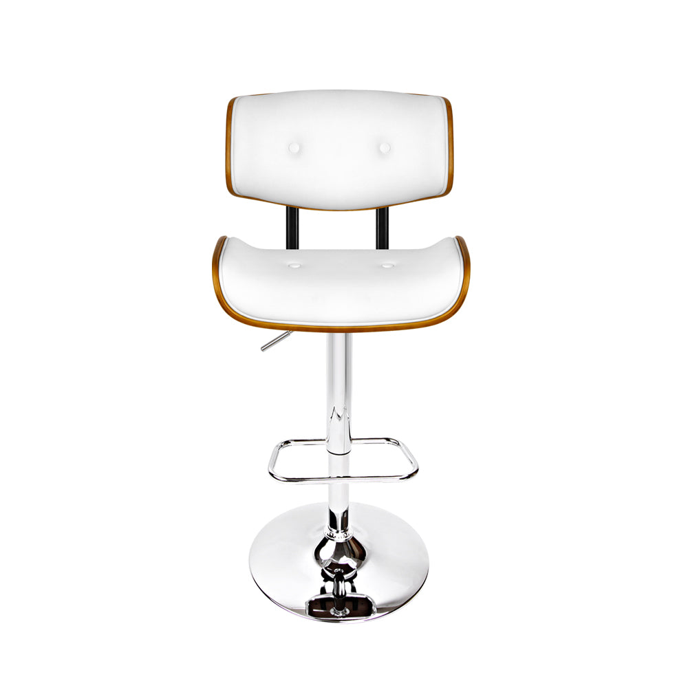 Bar Stools - Morgan Leather Bar Stool Wooden Swivel (Set Of 2) White
