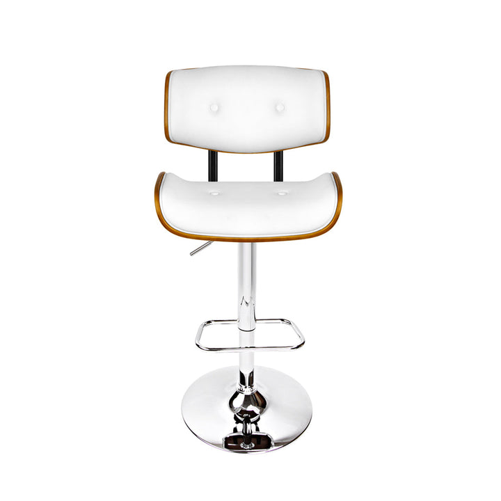 Bar Stools - Morgan Leather Bar Stool Wooden Swivel (Set Of 2) White